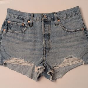 Levi's 501 High Rise Button Fly Distressed Denim Jean Shorts - Size 31
